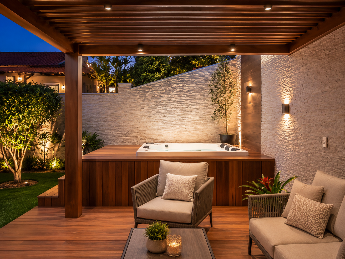 Deck de madeira para SPA em área externa